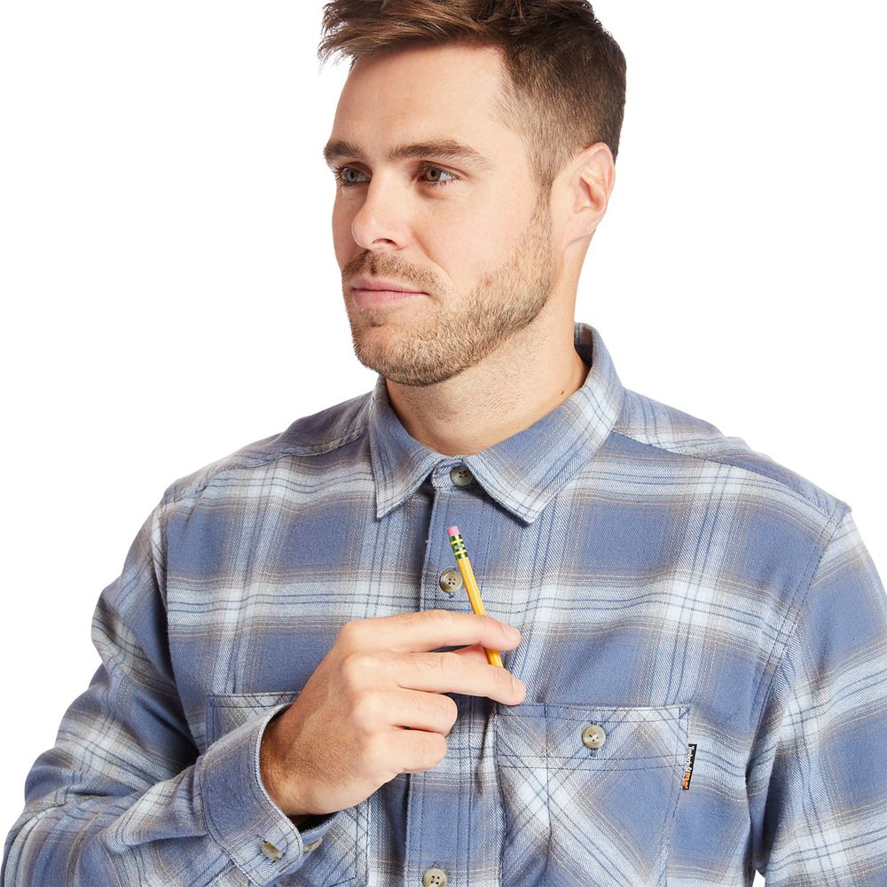 Camisa Masculino - Timberland Pro® Big & Tall Woodfort Flex Flannel Work - CDFHG6073 - Azuis